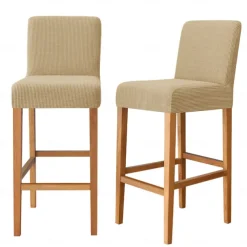 2 Pcs Stretch Bar Stool Cover Pub Counter Stool Chair Slipcover for Dining Room Cafe Furniture Burgundy Red Seat Cover Stretch Protectors Non Slip with Elastic Bottom