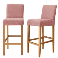 2 Pcs Stretch Bar Stool Cover Pub Counter Stool Chair Slipcover for Dining Room Cafe Furniture Burgundy Red Seat Cover Stretch Protectors Non Slip with Elastic Bottom