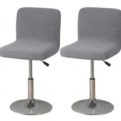 2 Pcs Stretch Bar Stool Cover Burgundy Grey Pub Counter Stool Chair Slipcover Square Swivel Barstool Chair Cover for Dining Room Cafe Non Slip with Elastic Bottom