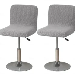 2 Pcs Stretch Bar Stool Cover Burgundy Grey Pub Counter Stool Chair Slipcover Square Swivel Barstool Chair Cover for Dining Room Cafe Non Slip with Elastic Bottom
