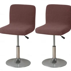 2 Pcs Stretch Bar Stool Cover Burgundy Grey Pub Counter Stool Chair Slipcover Square Swivel Barstool Chair Cover for Dining Room Cafe Non Slip with Elastic Bottom