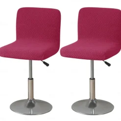 2 Pcs Stretch Bar Stool Cover Burgundy Grey Pub Counter Stool Chair Slipcover Square Swivel Barstool Chair Cover for Dining Room Cafe Non Slip with Elastic Bottom