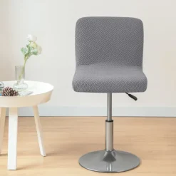 2 Pcs Stretch Bar Stool Cover Burgundy Grey Pub Counter Stool Chair Slipcover Square Swivel Barstool Chair Cover for Dining Room Cafe Non Slip with Elastic Bottom
