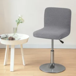 2 Pcs Stretch Bar Stool Cover Burgundy Grey Pub Counter Stool Chair Slipcover Square Swivel Barstool Chair Cover for Dining Room Cafe Non Slip with Elastic Bottom