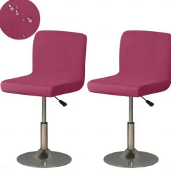 2 Pcs Stretch Bar Stool Cover Burgundy Pub Counter Stool Chair Slipcover Square Swivel Barstool Shell Chair Cover for Dining Room Cafe Seat Cover Protectors Non Slip