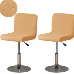 2 Pcs Stretch Bar Stool Cover Burgundy Pub Counter Stool Chair Slipcover Square Swivel Barstool Shell Chair Cover for Dining Room Cafe Seat Cover Protectors Non Slip