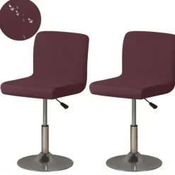2 Pcs Stretch Bar Stool Cover Burgundy Pub Counter Stool Chair Slipcover Square Swivel Barstool Shell Chair Cover for Dining Room Cafe Seat Cover Protectors Non Slip
