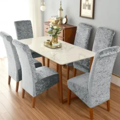 6 Pcs Stretch Dining Chair Covers, Burgundy XL/Oversized Spandex High Back Large Velvet Chair Cover Slipcover for Wedding Dining Room Kitchen Hotel Table Banquet