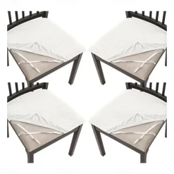 4 Pcs Stretch Jacquard Seat Covers for Dining Room Chair Cushion Cover, Removable Washable Dining Chair Covers Anti-Dust Dining Room Chair Covers Seat Cushion Slipcovers