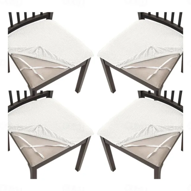 4 Pcs Stretch Jacquard Seat Covers for Dining Room Chair Cushion Cover, Removable Washable Dining Chair Covers Anti-Dust Dining Room Chair Covers Seat Cushion Slipcovers