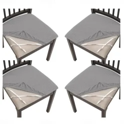 4 Pcs Stretch Jacquard Seat Covers for Dining Room Chair Cushion Cover, Removable Washable Dining Chair Covers Anti-Dust Dining Room Chair Covers Seat Cushion Slipcovers