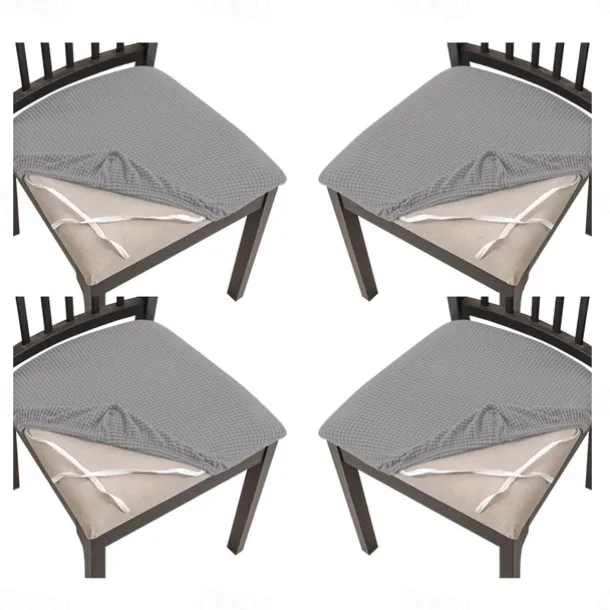 4 Pcs Stretch Jacquard Seat Covers for Dining Room Chair Cushion Cover, Removable Washable Dining Chair Covers Anti-Dust Dining Room Chair Covers Seat Cushion Slipcovers