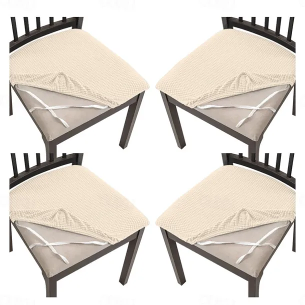 4 Pcs Stretch Jacquard Seat Covers for Dining Room Chair Cushion Cover, Removable Washable Dining Chair Covers Anti-Dust Dining Room Chair Covers Seat Cushion Slipcovers