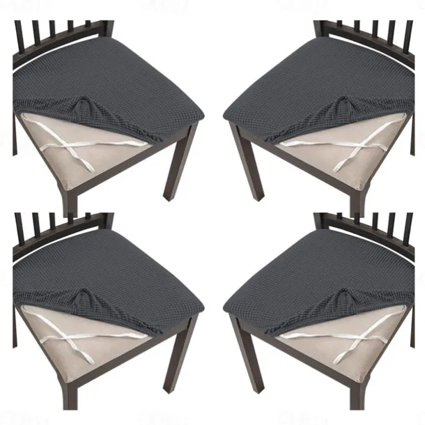 4 Pcs Stretch Jacquard Seat Covers for Dining Room Chair Cushion Cover, Removable Washable Dining Chair Covers Anti-Dust Dining Room Chair Covers Seat Cushion Slipcovers