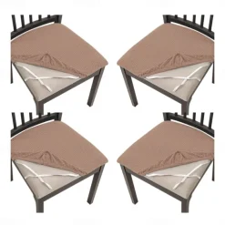 4 Pcs Stretch Jacquard Seat Covers for Dining Room Chair Cushion Cover, Removable Washable Dining Chair Covers Anti-Dust Dining Room Chair Covers Seat Cushion Slipcovers