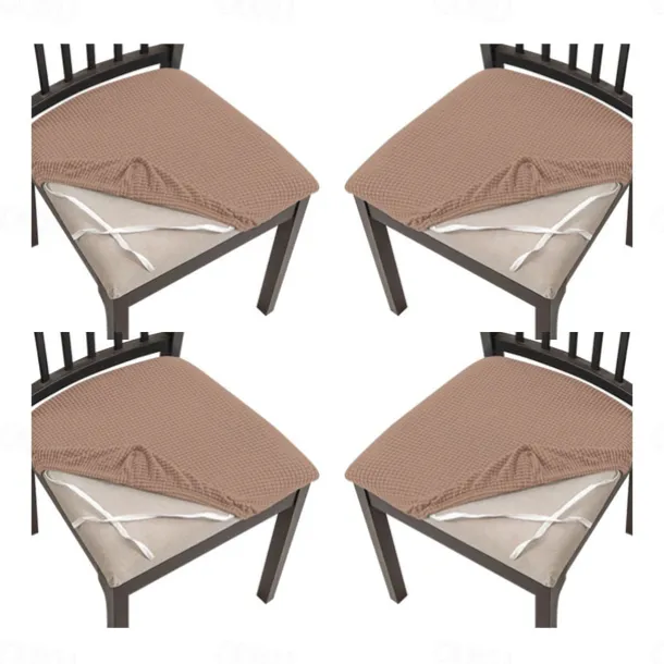 4 Pcs Stretch Jacquard Seat Covers for Dining Room Chair Cushion Cover, Removable Washable Dining Chair Covers Anti-Dust Dining Room Chair Covers Seat Cushion Slipcovers