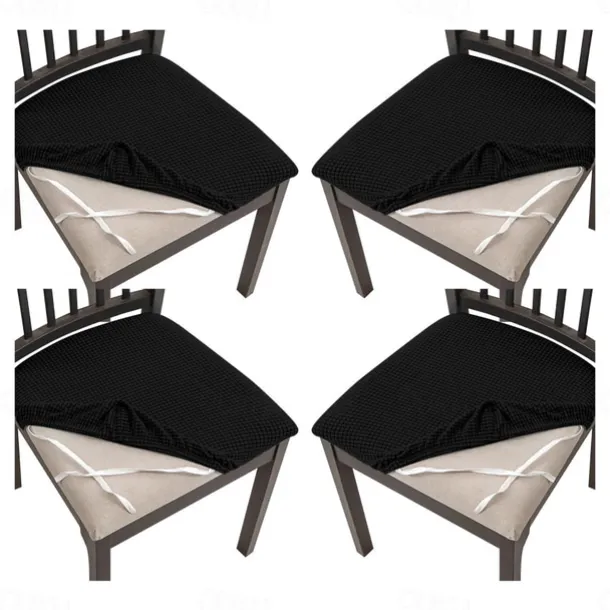 4 Pcs Stretch Jacquard Seat Covers for Dining Room Chair Cushion Cover, Removable Washable Dining Chair Covers Anti-Dust Dining Room Chair Covers Seat Cushion Slipcovers