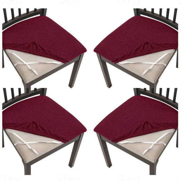 4 Pcs Stretch Jacquard Seat Covers for Dining Room Chair Cushion Cover, Removable Washable Dining Chair Covers Anti-Dust Dining Room Chair Covers Seat Cushion Slipcovers