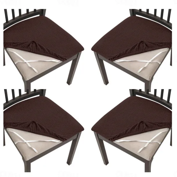 4 Pcs Stretch Jacquard Seat Covers for Dining Room Chair Cushion Cover, Removable Washable Dining Chair Covers Anti-Dust Dining Room Chair Covers Seat Cushion Slipcovers