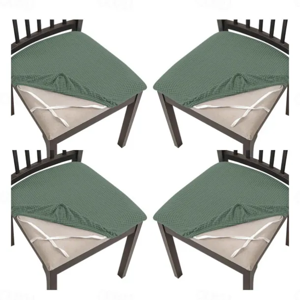 4 Pcs Stretch Jacquard Seat Covers for Dining Room Chair Cushion Cover, Removable Washable Dining Chair Covers Anti-Dust Dining Room Chair Covers Seat Cushion Slipcovers