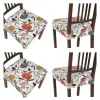 4 Pcs Stretch Seat Covers for Dining Room Chair Cushion Cover Floral Printed, Removable Washable Dining Chair Covers Anti-Dust Dining Room Chair Covers Seat Cushion Slipcovers