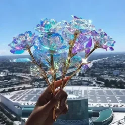 30 PCS Valentine's Day Crystal Rose Gifts, Colorful Artificial Forever Roses, Romantic Eternal Flowers for Girlfriend, Wife, Mom, Women - Perfect for Valentine's Day, Mother's Day, Birthday, Anniversary, and Wedding Decorations