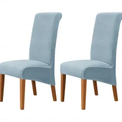 2 Pcs Velvet Dining Chair Cover Burgundy Stretch Chair Seat Slipcover Spandex with High Back Elastic Bottom Protector for Dining Wedding Ceremony Washable