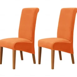 2 Pcs Velvet Dining Chair Cover Burgundy Stretch Chair Seat Slipcover Spandex with High Back Elastic Bottom Protector for Dining Wedding Ceremony Washable
