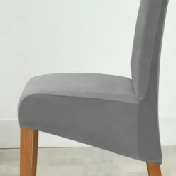 2 Pcs Velvet Dining Chair Cover Burgundy Stretch Chair Seat Slipcover Spandex with High Back Elastic Bottom Protector for Dining Wedding Ceremony Washable