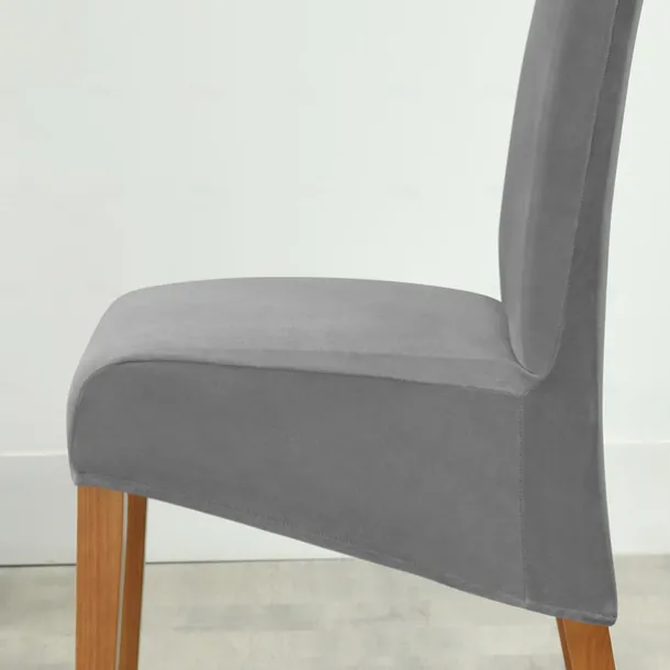 2 Pcs Velvet Dining Chair Cover Burgundy Stretch Chair Seat Slipcover Spandex with High Back Elastic Bottom Protector for Dining Wedding Ceremony Washable