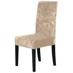 2 Pcs Velvet Plush Stretch Dining Chair Cover Stretch Chair Cover Chair Protector Cover Seat Slipcover with Elastic Band for Dining RoomWedding Ceremony Banquet Home Decor