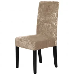 2 Pcs Velvet Plush Stretch Dining Chair Cover Stretch Chair Cover Chair Protector Cover Seat Slipcover with Elastic Band for Dining RoomWedding Ceremony Banquet Home Decor