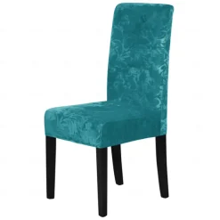 2 Pcs Velvet Plush Stretch Dining Chair Cover Stretch Chair Cover Chair Protector Cover Seat Slipcover with Elastic Band for Dining RoomWedding Ceremony Banquet Home Decor