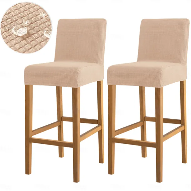 2 Pcs Water Repellent Bar Stool Cover Burgundy Stretch Counter Stool Pub Chair Slipcover Cafe Barstool Cover for Patio Outdoor Bar Restrant Wedding with Elastic Bottom