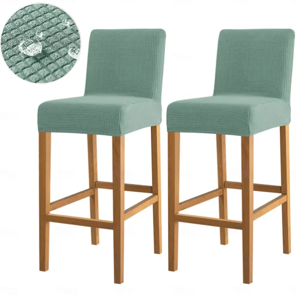 2 Pcs Water Repellent Bar Stool Cover Burgundy Stretch Counter Stool Pub Chair Slipcover Cafe Barstool Cover for Patio Outdoor Bar Restrant Wedding with Elastic Bottom