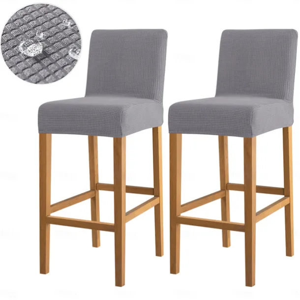 2 Pcs Water Repellent Bar Stool Cover Burgundy Stretch Counter Stool Pub Chair Slipcover Cafe Barstool Cover for Patio Outdoor Bar Restrant Wedding with Elastic Bottom