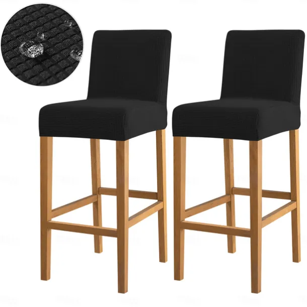 2 Pcs Water Repellent Bar Stool Cover Burgundy Stretch Counter Stool Pub Chair Slipcover Cafe Barstool Cover for Patio Outdoor Bar Restrant Wedding with Elastic Bottom