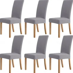 6 Pcs Water Rissistant Dining Chair Covers Burgundy , Stretch Chair Cover, Jacquard Spandex Chair Protector Covers Seat Slipcover with Elastic Band for Dining Room,Wedding