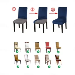 6 Pcs Water Rissistant Dining Chair Covers Burgundy , Stretch Chair Cover, Jacquard Spandex Chair Protector Covers Seat Slipcover with Elastic Band for Dining Room,Wedding