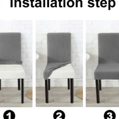 6 Pcs Water Rissistant Dining Chair Covers Burgundy , Stretch Chair Cover, Jacquard Spandex Chair Protector Covers Seat Slipcover with Elastic Band for Dining Room,Wedding