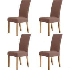 4 Pcs Water Rissistant Dining Chair Covers Burgundy High Back Chair Cover Jacquard Spandex Chair Protector Covers Seat Slipcover with Elastic Band for Dining RoomWedding Ceremony Banquet