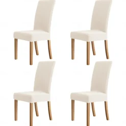 4 Pcs Water Rissistant Dining Chair Covers Burgundy High Back Chair Cover Jacquard Spandex Chair Protector Covers Seat Slipcover with Elastic Band for Dining RoomWedding Ceremony Banquet