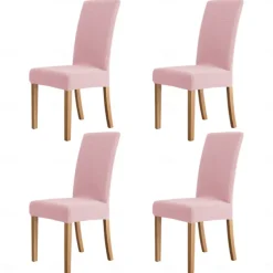 4 Pcs Water Rissistant Dining Chair Covers Burgundy High Back Chair Cover Jacquard Spandex Chair Protector Covers Seat Slipcover with Elastic Band for Dining RoomWedding Ceremony Banquet