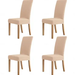 4 Pcs Water Rissistant Dining Chair Covers Burgundy High Back Chair Cover Jacquard Spandex Chair Protector Covers Seat Slipcover with Elastic Band for Dining RoomWedding Ceremony Banquet