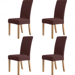 4 Pcs Water Rissistant Dining Chair Covers Burgundy High Back Chair Cover Jacquard Spandex Chair Protector Covers Seat Slipcover with Elastic Band for Dining RoomWedding Ceremony Banquet