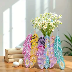 6 Pcs Whimsical Feather Bookmarks - Unique Irregular Diamond Painting Designs, DIY Animal-Themed Craft Kit with Easy-to-Follow Instructions, Perfect for Book Lovers and Craft Enthusiasts