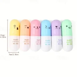 6 Pcs/lot Capsules Highlighter Vitamin Pill Highlight Marker Color Pens Drawing Spot Liner Stationery Office School Supplies