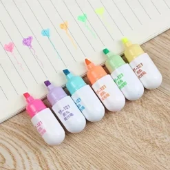6 Pcs/lot Capsules Highlighter Vitamin Pill Highlight Marker Color Pens Drawing Spot Liner Stationery Office School Supplies