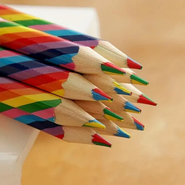 4 Pcs/lot(bag) Cute 4 Color Concentric Rainbow Pencil For Student Children's Painting Graffiti Drawing Gift Art School Supplies