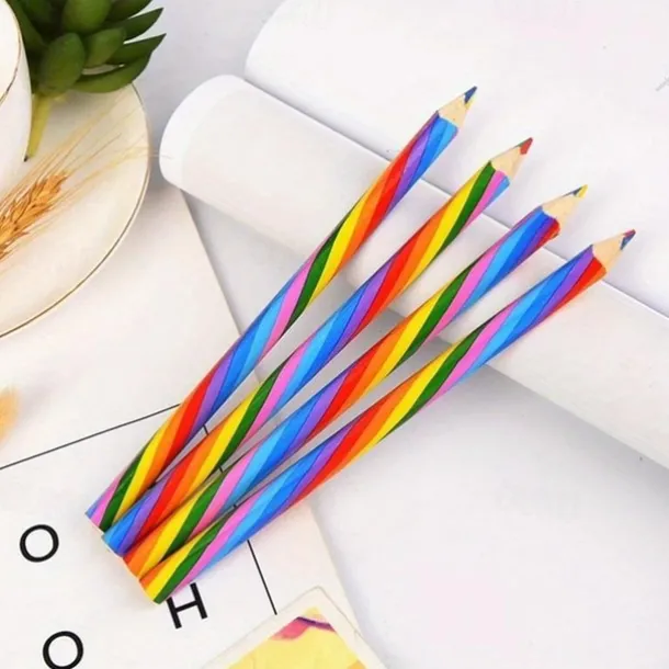 4 Pcs/lot(bag) Cute 4 Color Concentric Rainbow Pencil For Student Children's Painting Graffiti Drawing Gift Art School Supplies